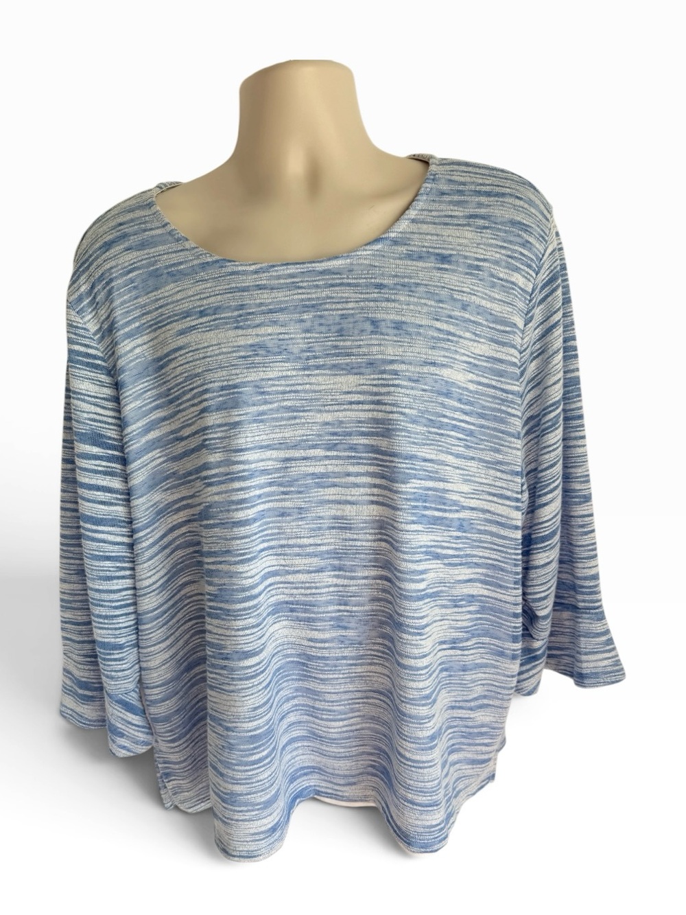 Alfred Dunner 3X Blue and White Marbled Knit Pullover